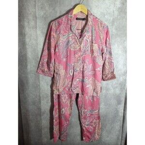 Lauren Ralph Lauren Paisley Cotton Viscose Pajama Set Size MP Vintage Sleepwear